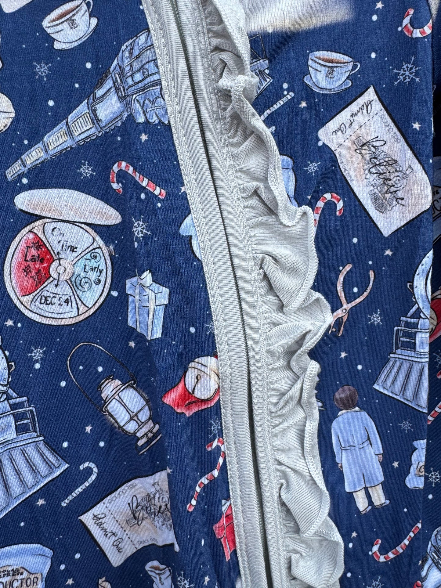 Ruffled Zippered Romper (Midnight Train to Mackinac)