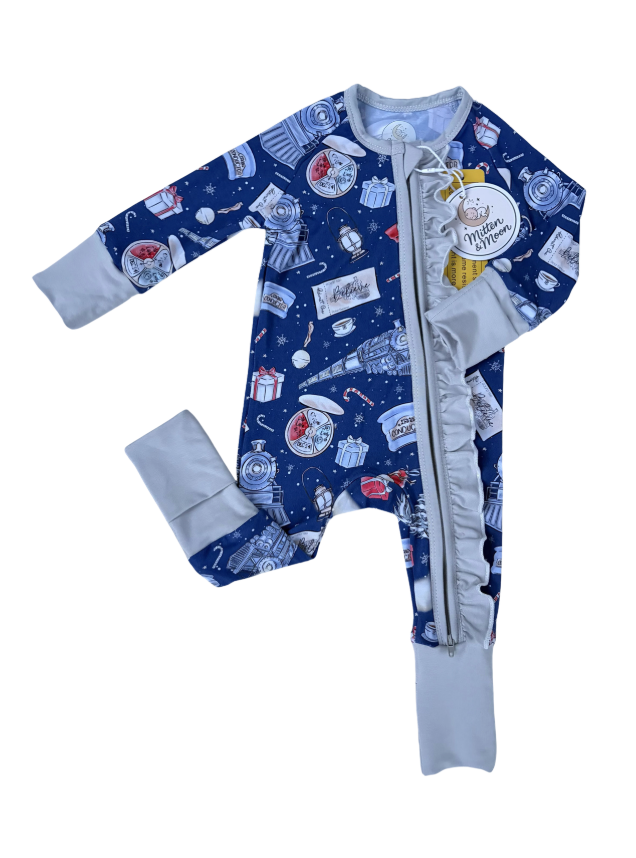 Ruffled Zippered Romper (Midnight Train to Mackinac)