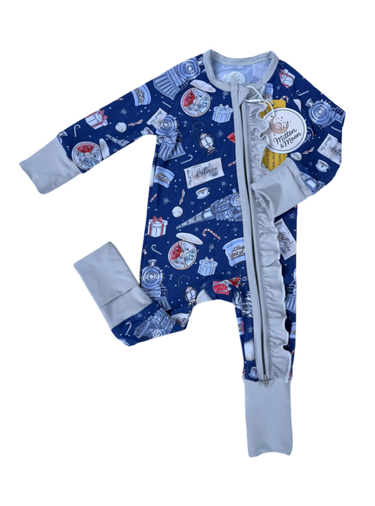 Ruffled Zippered Romper (Midnight Train to Mackinac)