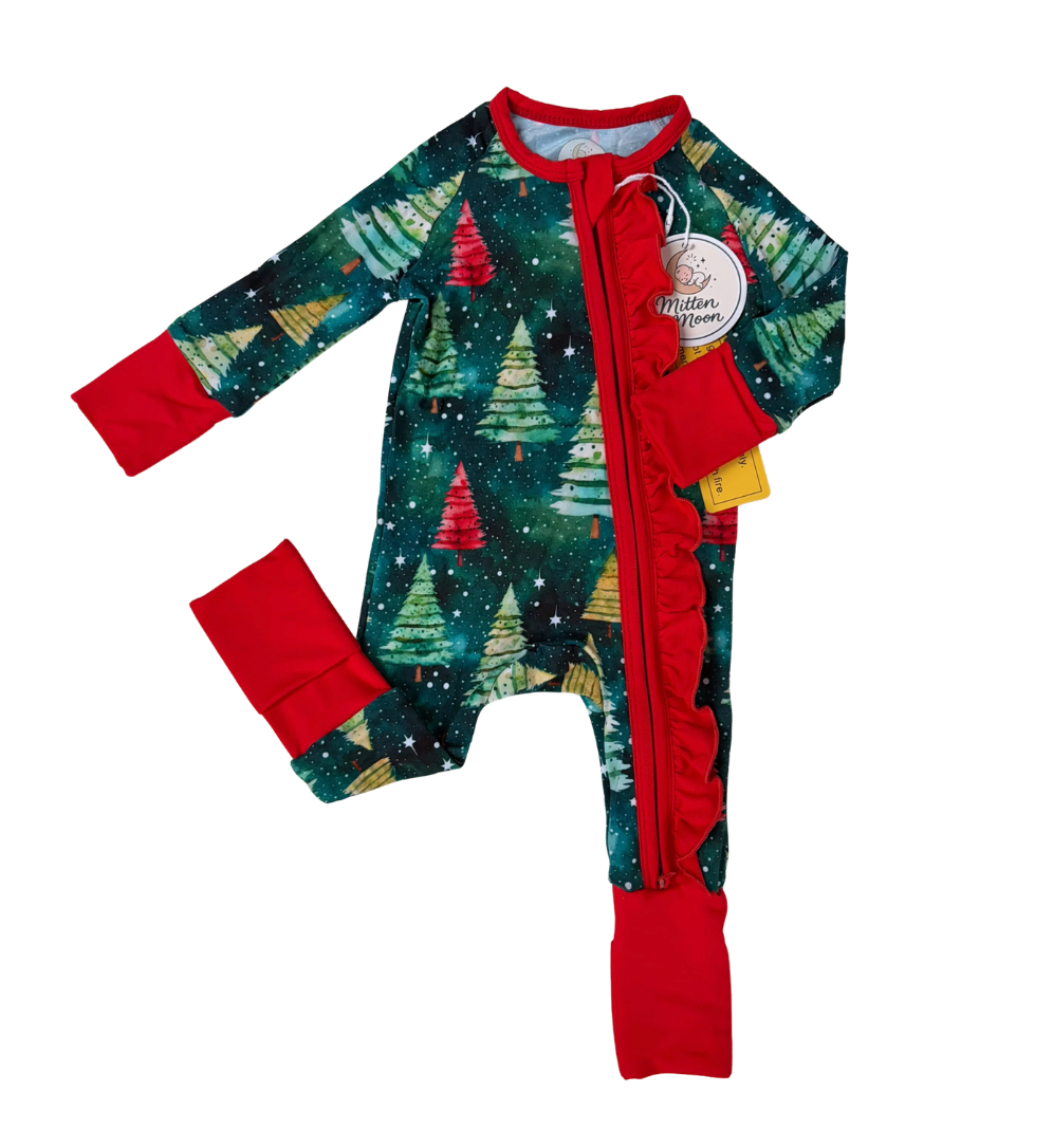 Ruffle Zippered Romper (Fir-ever Michigan)